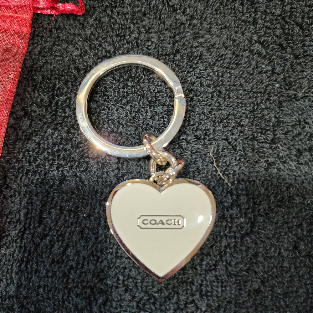 SOLD Coach White Heart Keyring Locket Vintage.
